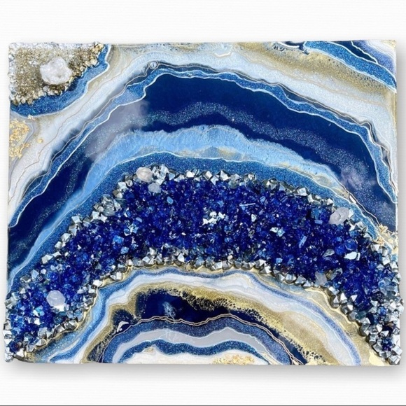 Geode Abstract Resin Art Piece | 24" x 20" Wood Panel | Broken Moroccan Geode - Picture 1 of 11